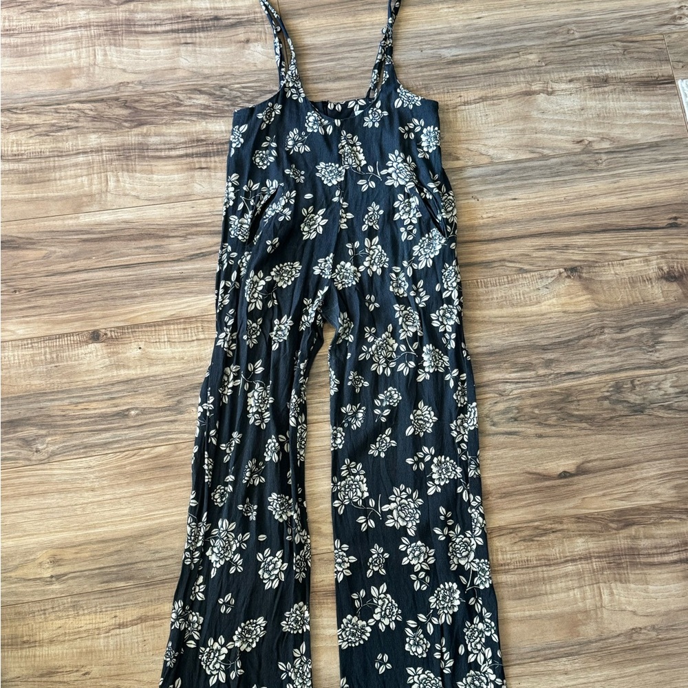 Flynn Skye Black and Cream Floral Jumpsuit